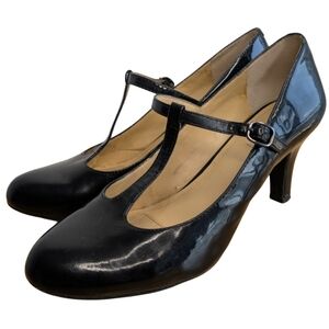 Alex‎ Marie Women's Size 8 Black Patent Glossy T-strap Heels